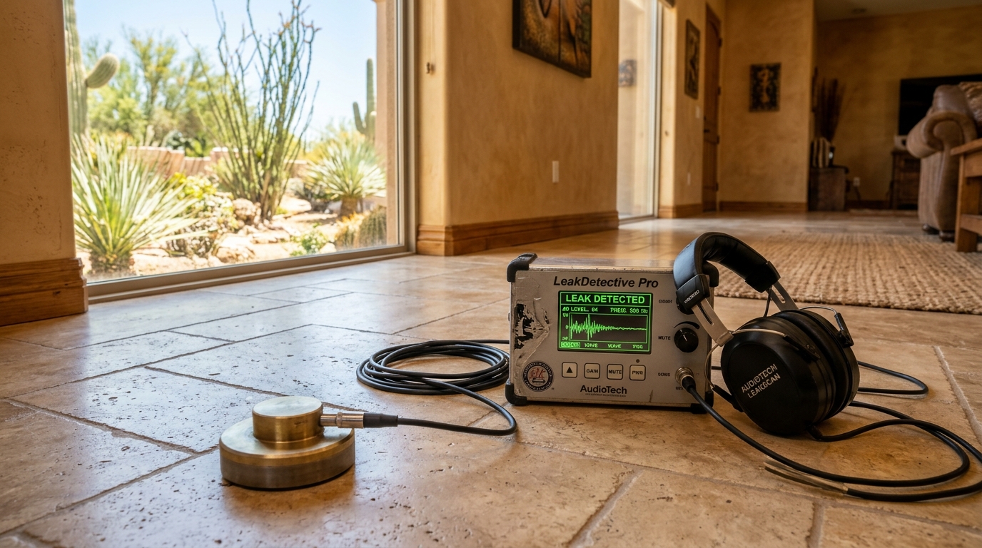Acoustic ground sensor disc and digital amplifier for electronic slab leak detection